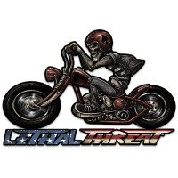Motorcycle Skull Left Metal Sign - 24" x 16"
