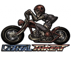 Motorcycle Skull Left Metal Sign - 24" x 16"
