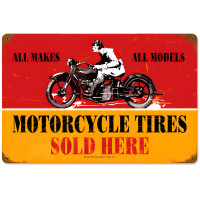 Motorcycle Tires Metal Sign - 18" x 12"