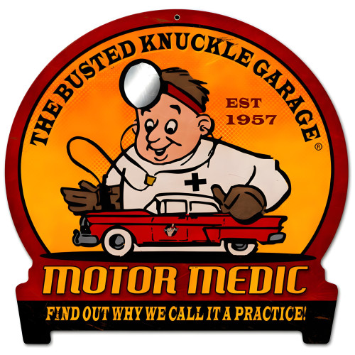 Motor Medic Metal Sign - 15" x 16"