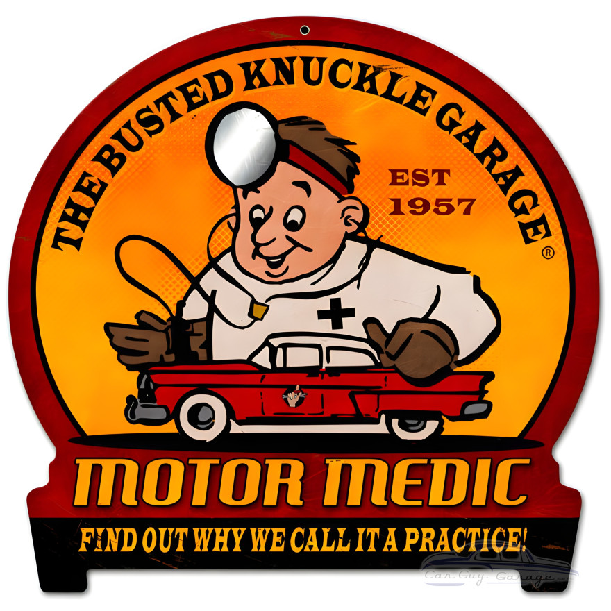 Motor Medic Metal Sign - 15" x 16"