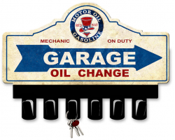 Motor Oil Gasoline Key Hanger Metal Sign - 14" x 10"