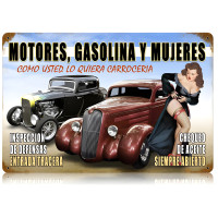 Motors y Mujeres Metal Sign - 12" x 18"