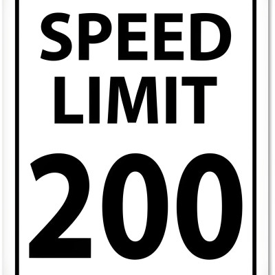 200 MPH Metal Garage Sign - Speed Limit Art