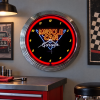 Garage Neon Clock - Muscle Car 15 Inch Wall Clock