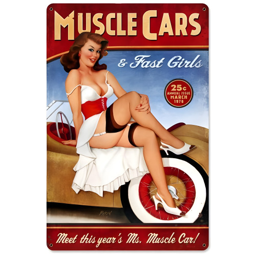 Muscle Cars Metal Sign - 12" x 18"