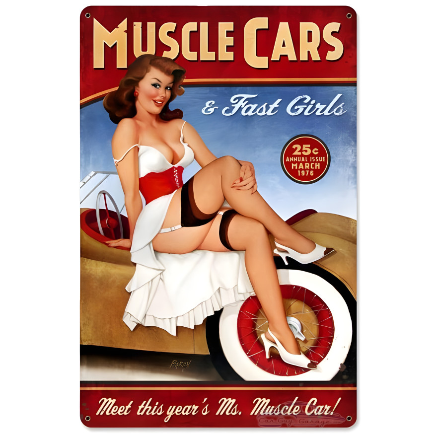 Muscle Cars Metal Sign - 12" x 18"