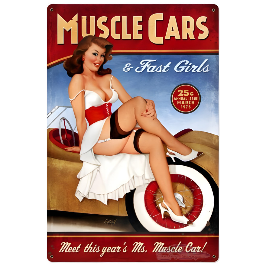 Muscle Cars XL Metal Sign - 24" x 36"