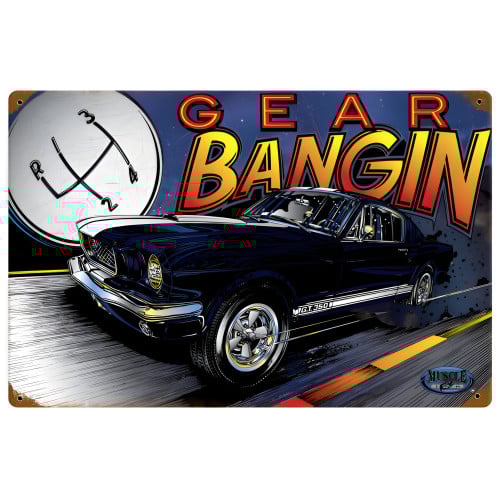 Mustang Gear Metal Sign - 18" x 12"