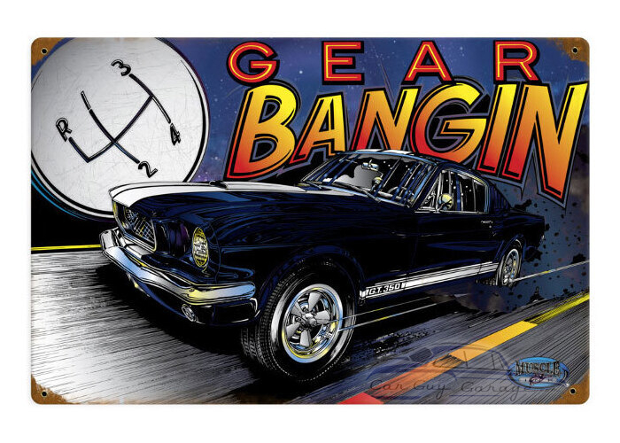 Mustang Gear Metal Sign - 18" x 12"