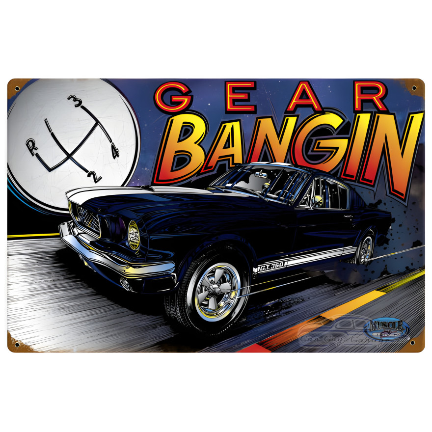 Mustang Gear Metal Sign - 18" x 12"