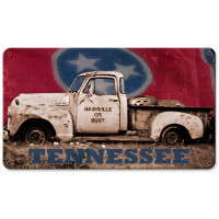 Nashville or Bust Truck with Flag Metal Sign - 14" x 8"