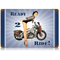 Navy Ready 2 Ride Metal Sign - 18" x 12"