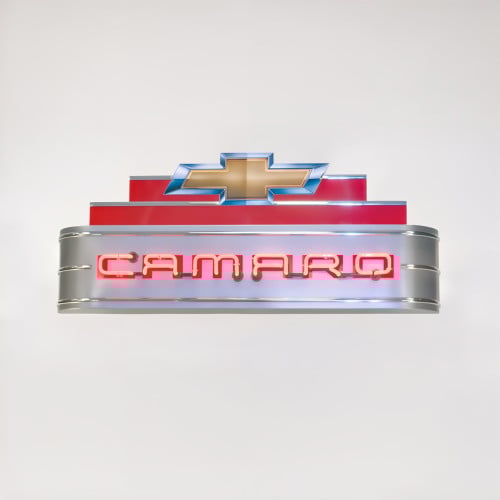48 inch Neon Silver Camaro Sign