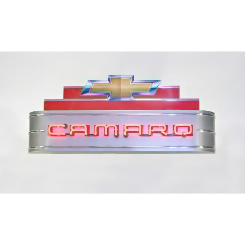 48 inch Neon Silver Camaro Sign