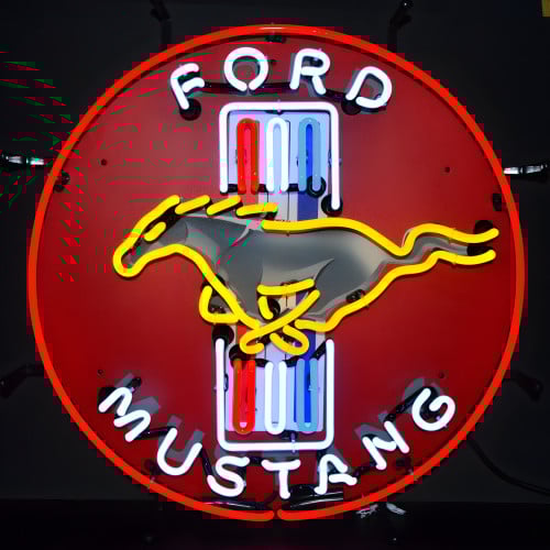 Ford Mustang Red Neon Sign With Backing