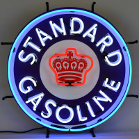 Standard Gasoline Crown Neon Sign - 24" Round