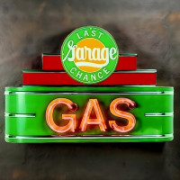Retro Last Chance Garage GAS Neon Sign, Made in USA - 34" x 24"