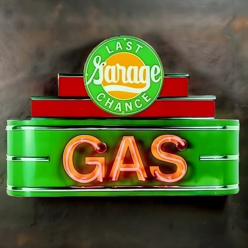 34" wide Last Chance Garage Neon Sign