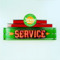 Vintage Last Chance Garage Service Neon Sign - 48" x 24"