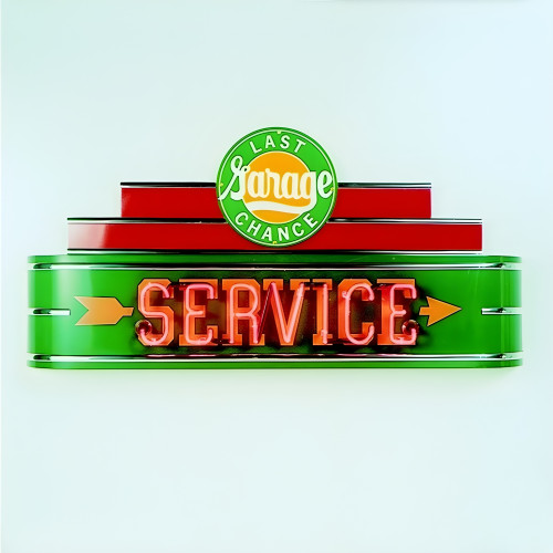 48" wide Neon Last Chance Garage Service Sign