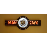 72" wide Neon Man Cave Sign with Lady Luck Clock