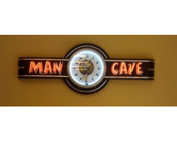 72" wide Neon Man Cave Sign with Lady Luck Clock