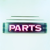 Vintage PARTS Neon Sign - GM Licensed Art Deco Garage - 48" x 24"