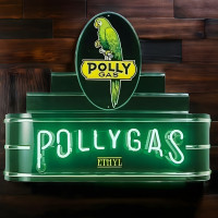 Polly Gas Parrot Vintage-Style Real Neon Sign - 34" x 24"