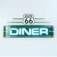Route 66 Diner Neon Wall Sign - 48" x 24"