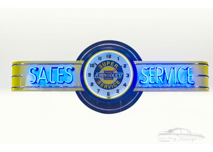 72" wide Neon Sales and Service with Super Chevrolet Service Clock