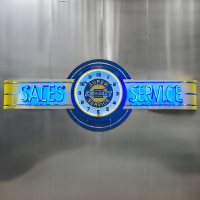 Chevrolet Super Service Sales & Service Neon Clock Sign - 72" x 26"