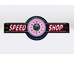 72" wide Neon Speed Shop Sign with Lady Luck Clock
