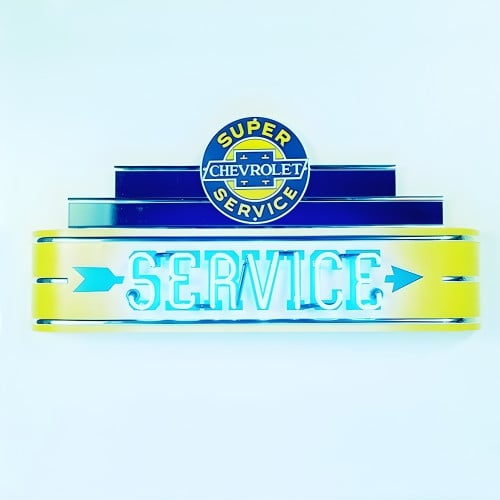 48" wide Neon Super Chevrolet Service Sign