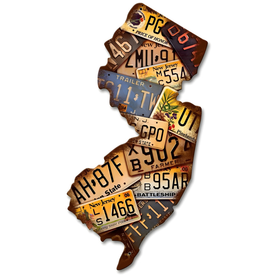 New Jersey License Plates Metal Sign - 10" x 18"