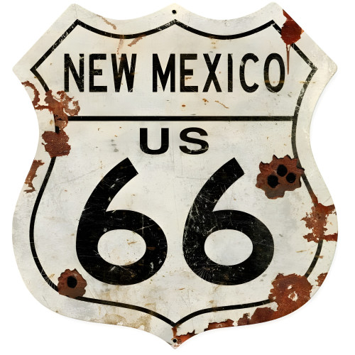 New Mexico US 66 Metal Sign - 28" x 28" Custom Shape