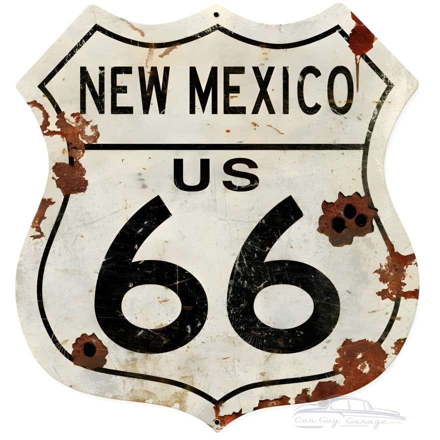 New Mexico US 66 Metal Sign - 28" x 28" Custom Shape