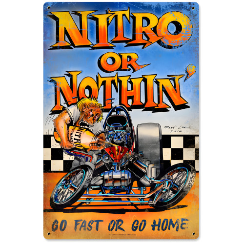 Nitro or Nothing Metal Sign - 12" x 18"