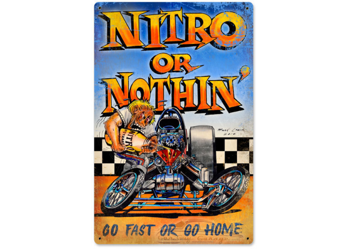 Nitro or Nothing Metal Sign - 12" x 18"