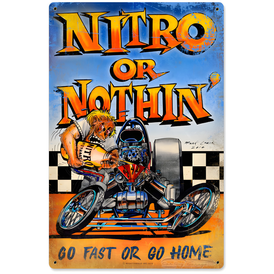 Nitro or Nothing Metal Sign - 12" x 18"