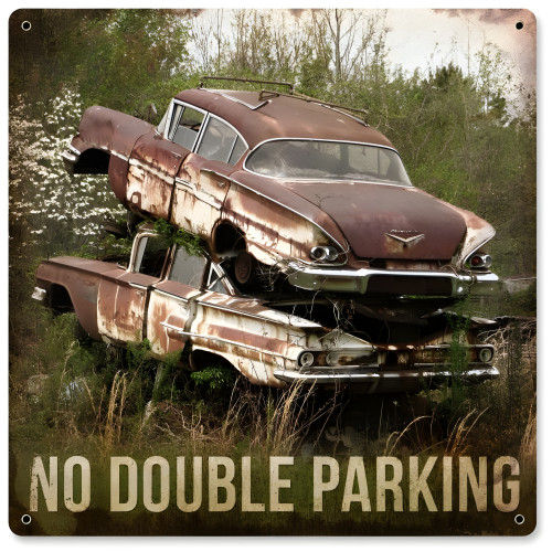 No Double Parking Metal Sign - 12" x 12"