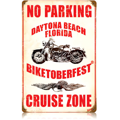 No Parking Biketoberfest Cruise Zone Metal Sign - 12" x 18"