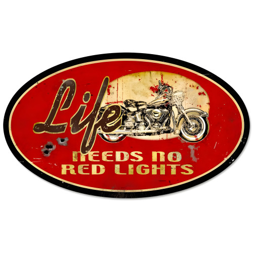 No Red Lights Metal Sign - 24" x 14"