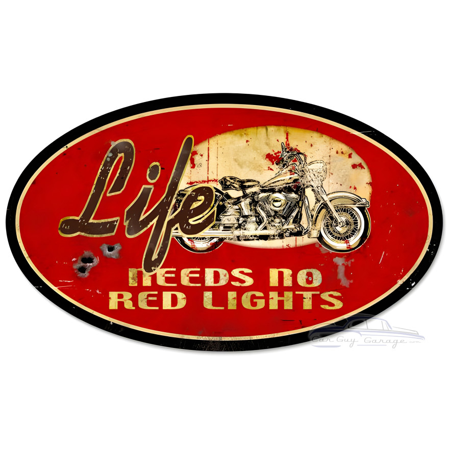 No Red Lights Metal Sign - 24" x 14"