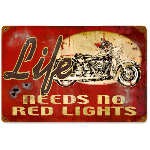 No Red Lights Metal Sign - 12" x 18"