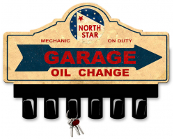 North Star Gasoline Key Hanger Metal Sign - 14" x 10"