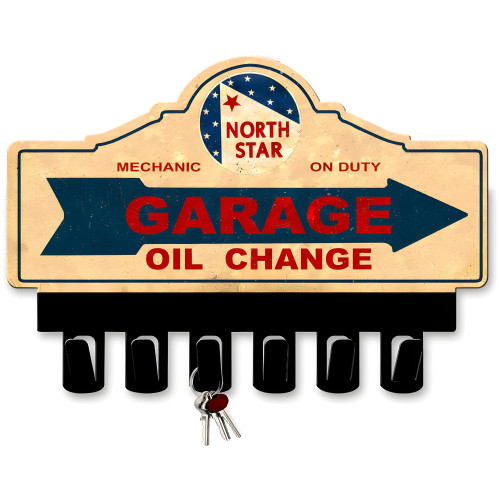North Star Gasoline Key Hanger Metal Sign - 14" x 10"