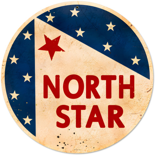 North Star Gasoline Metal Sign - 14" Round