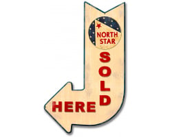 North Star Sold Here Arrow Metal Sign