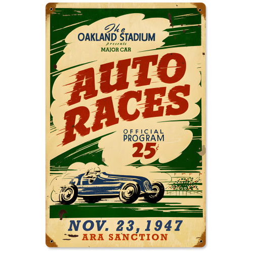 Oakland Auto Races Metal Sign - 12" x 18"